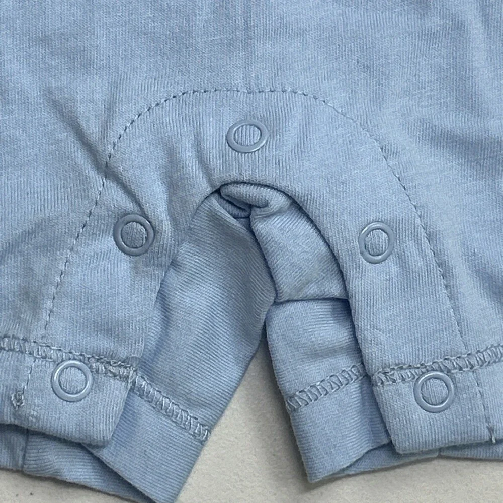 Adidas Logo Baby Boy 18 Month Romper Shortie Jumpsuit Light Blue Snaps
